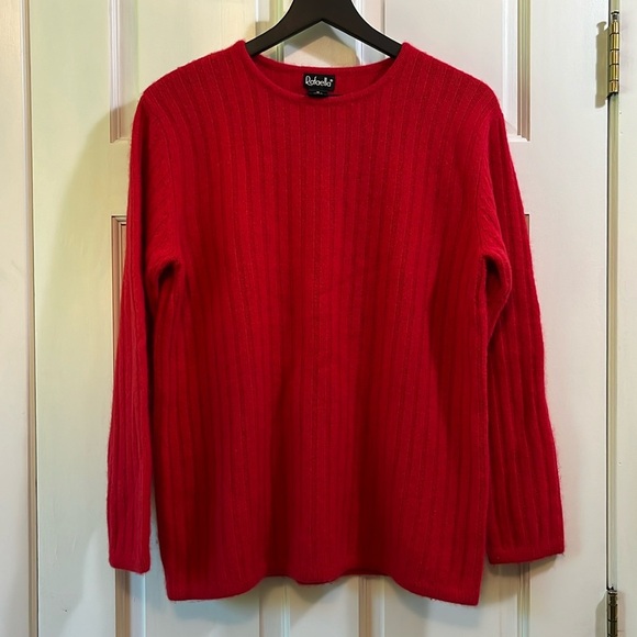 Vintage Rafaella Angora Lambswool Nylon Blend Red Ribbed Sweater - Size Medium - Picture 1 of 8